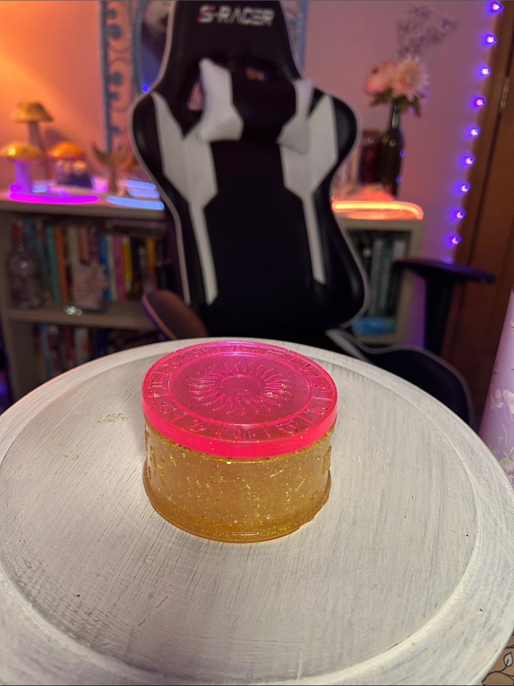 Pink-Top Glitter Resin Trinket Dish